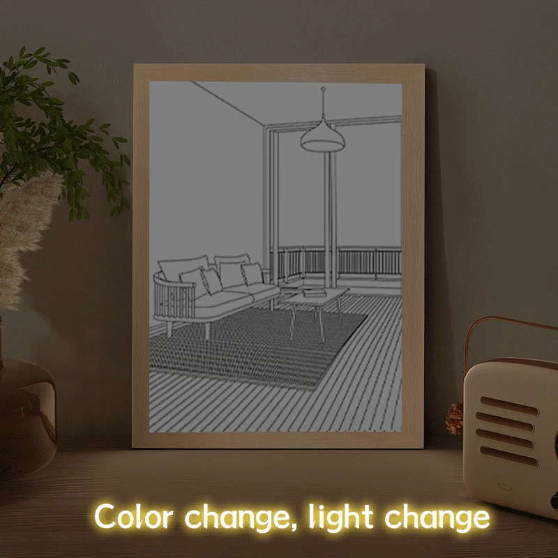

2023 New Light Painting Led Atmosphere Night Light Wall Artwork Sunlight Decoration Window Wooden Home Luminous Decorative Light