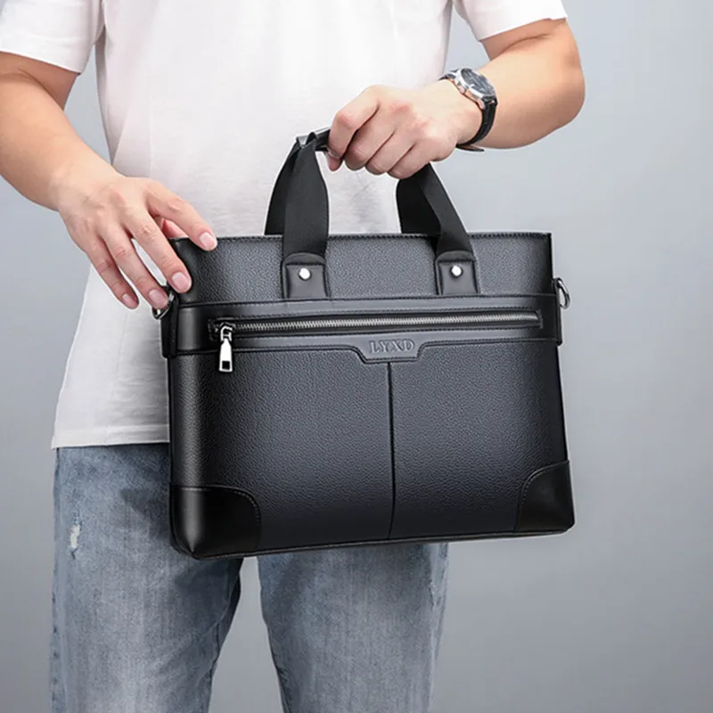 Business Leather Men's Briefcase Fashion Man Handbag Office Male Shoulder Messenger Bag 14