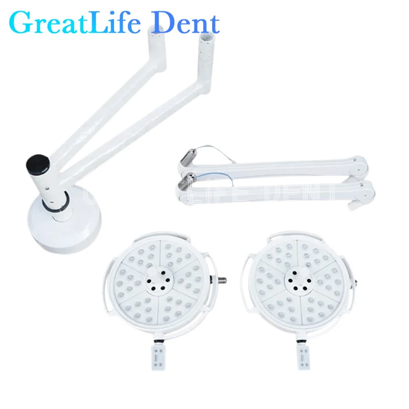 

Double Head Medical Hospital Equipment Ceiling Wall-Mounted LED Cold Light Source Shadowless Surgical Examination Lamp