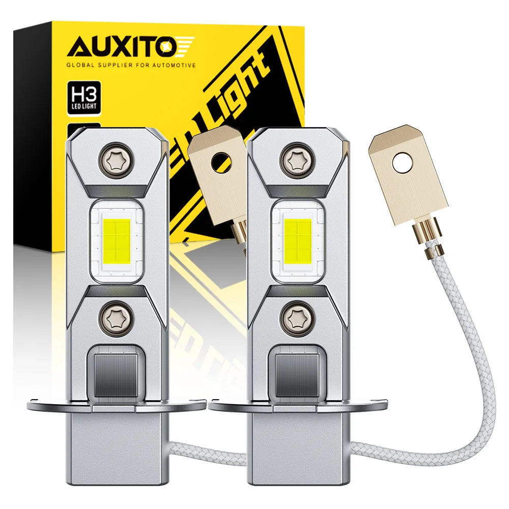 AUXITO 2Pcs H3 LED Bulb Lamp Car Fog lights Driving Running Lamp Headlight DRL Auto Light 12V 1:1 Mini Design 6500K White Yellow