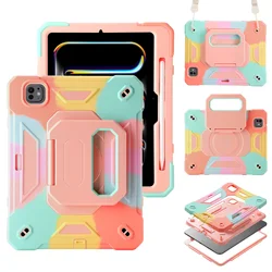 Premium 360 - Degree Rotation Shockproof Tablet Stand Case - iPad 2025 11inch (Colorful Pink)