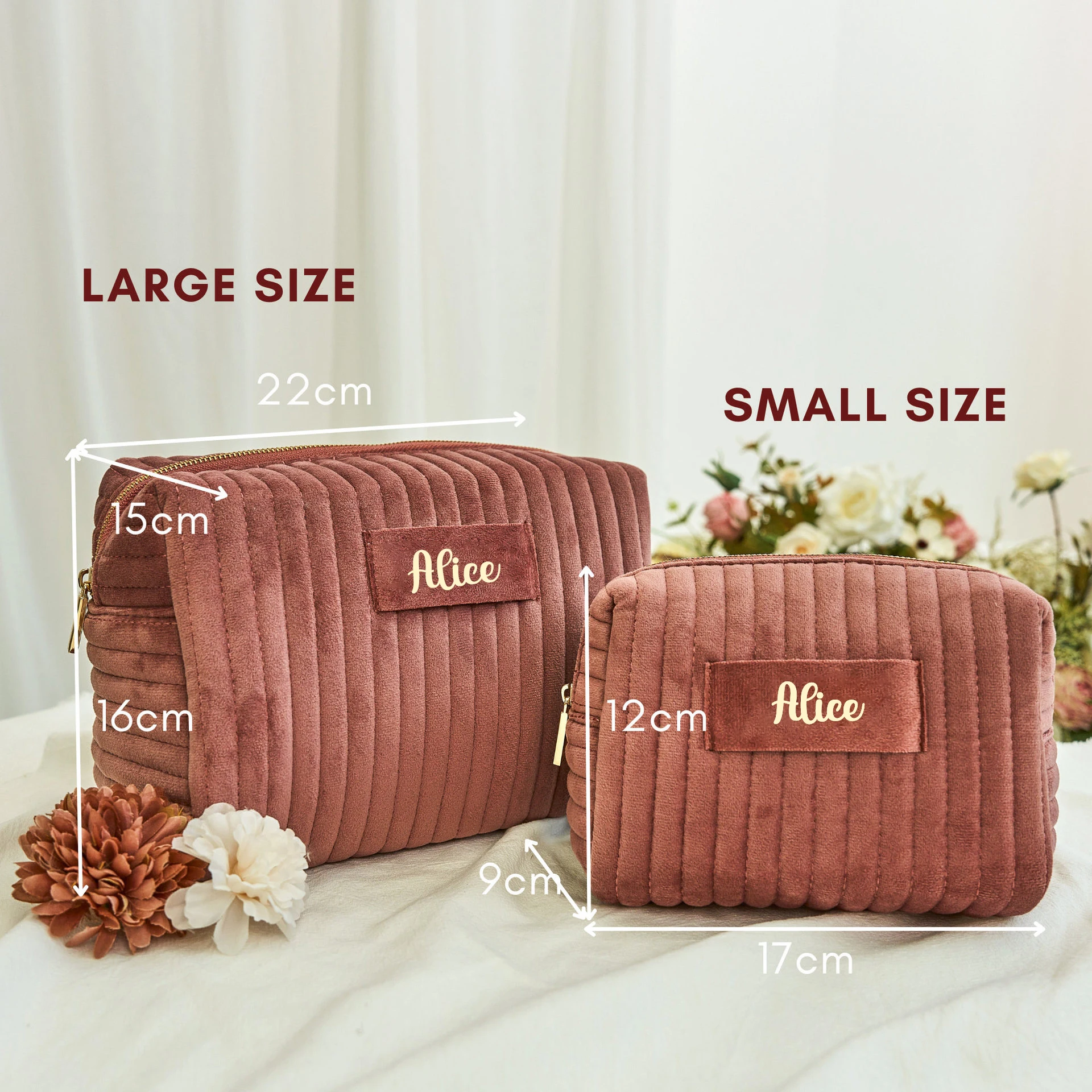 Custom Name Makeup Bag Premium Velvet Travel Organizer Toiletry Cosmetics Bag Personalised Bridesmaid Wedding Gift 2