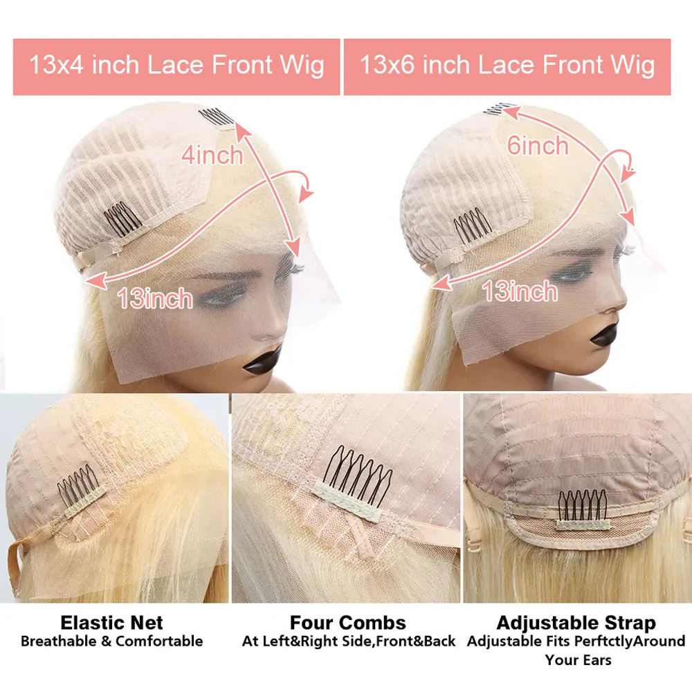 613 Honey Blonde 13x6 HD Lace Frontal Wig Human Hair Curly 10inch Deep Wave Brazilian bob Colored 13x4 Lace Front Wigs For Women 6