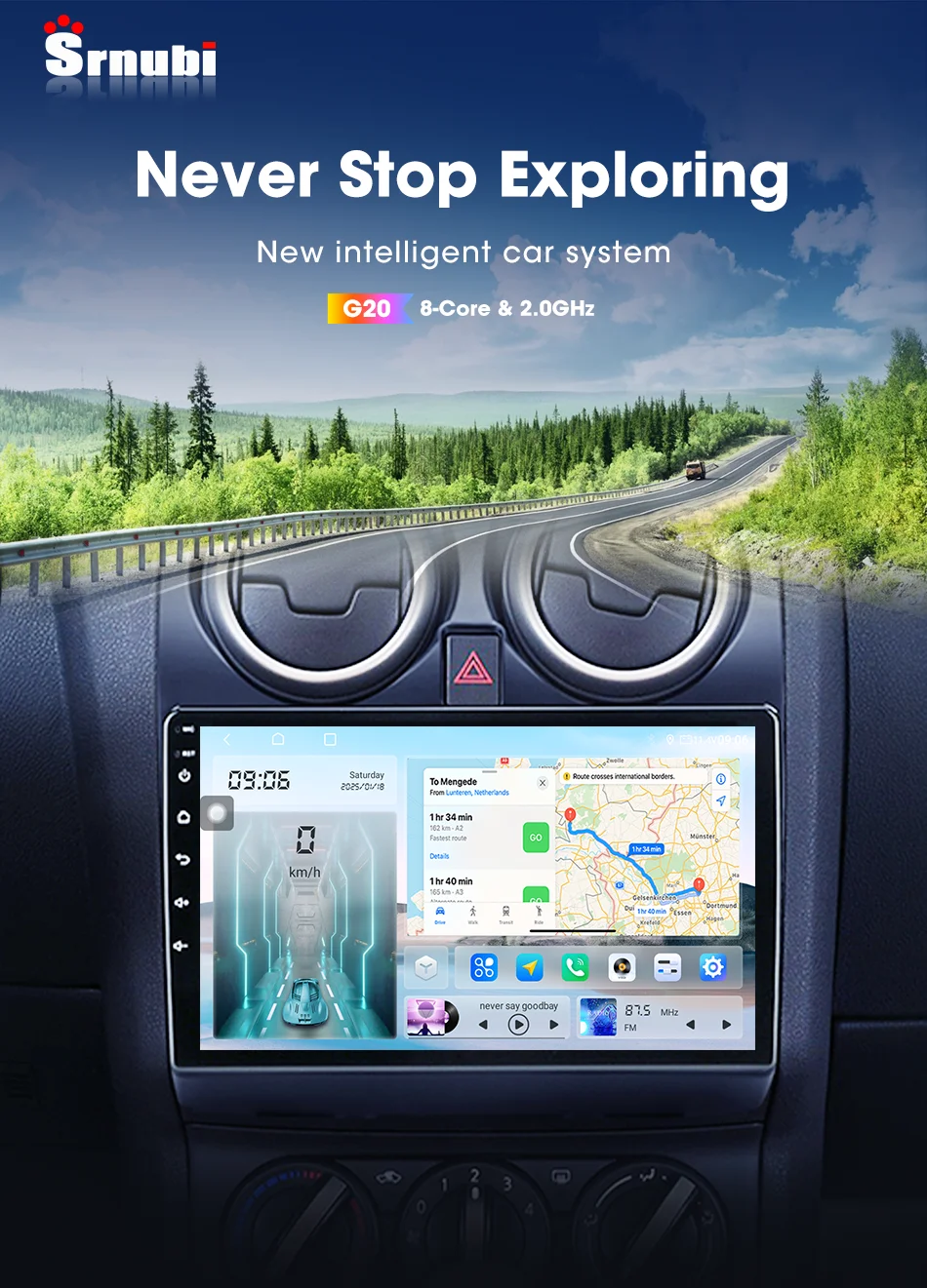 Srnubi 2 Din Autoradio Android Auto Carplay für Nissan Qashqai J10 2006-2013 GPS-Navigation WIFI BT Automotive Multimedia Player – Detail 3
