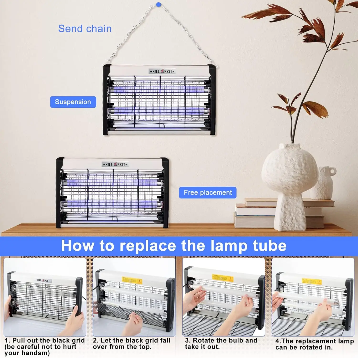 LED 야외 실내 가정용 비방사선 무소음 모기 제거기, 플러그인 모기 램프, 신제품