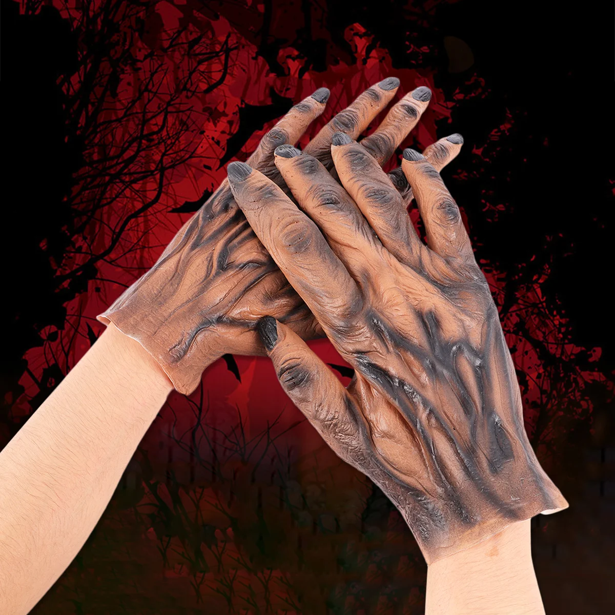 

1 Pair Halloween Decoration Cosplay Werewolf Gloves Scary Costume Props (Brown)