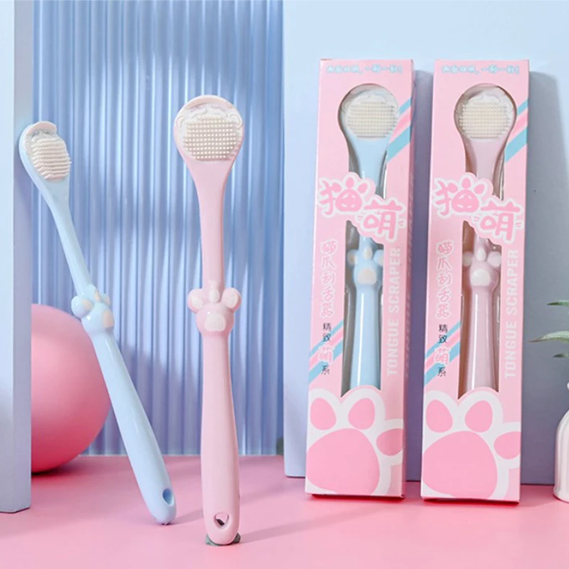 

1PC Cute Cat Paw Tongue Scraper Oral Care Tongue Cleaning Brush Fresh Breath Tongue Cleaner