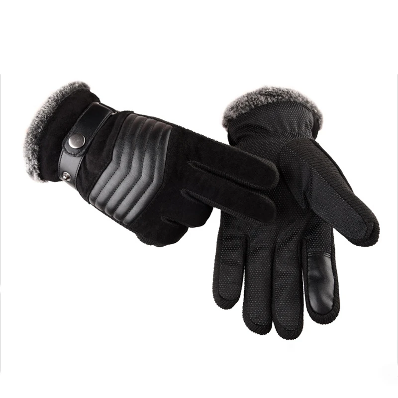 Gants chauds et décontractés pour écran tactile d'hiver, mitaines pour hommes, Sport de plein air, doigt complet, solide_voghion.com