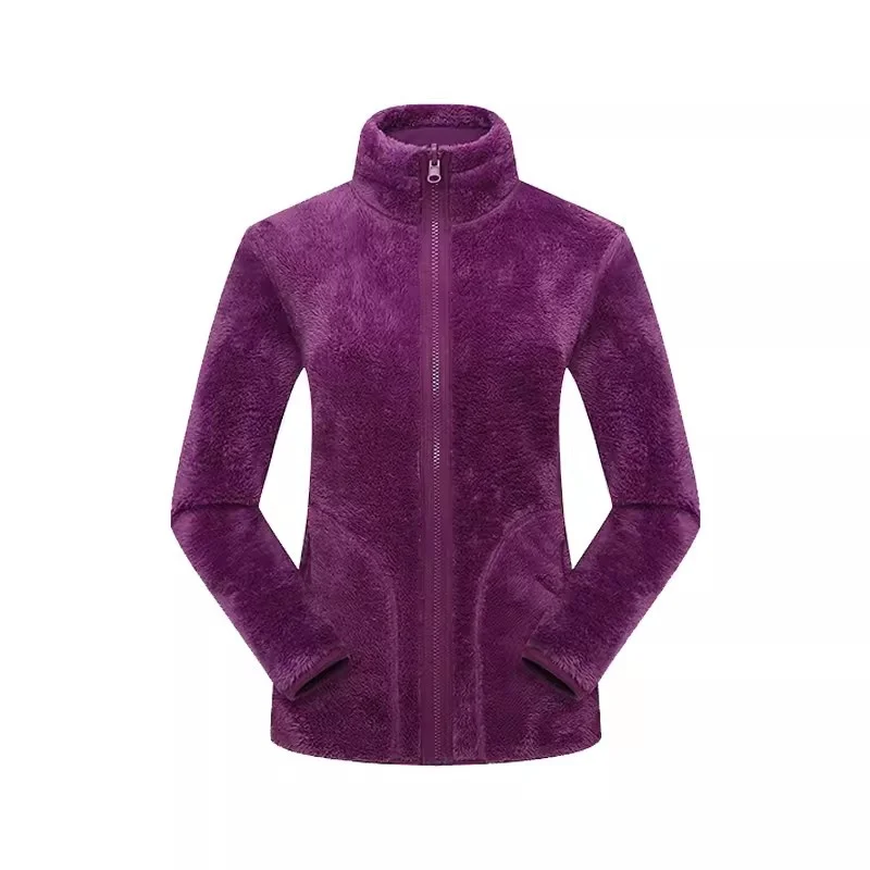 2024 Women's Outdoor Fleece Jacket With Fleece Zipper Cardigan, Double-sided Warm Jacket, Female Coral Fleece Jacket Inner Liner