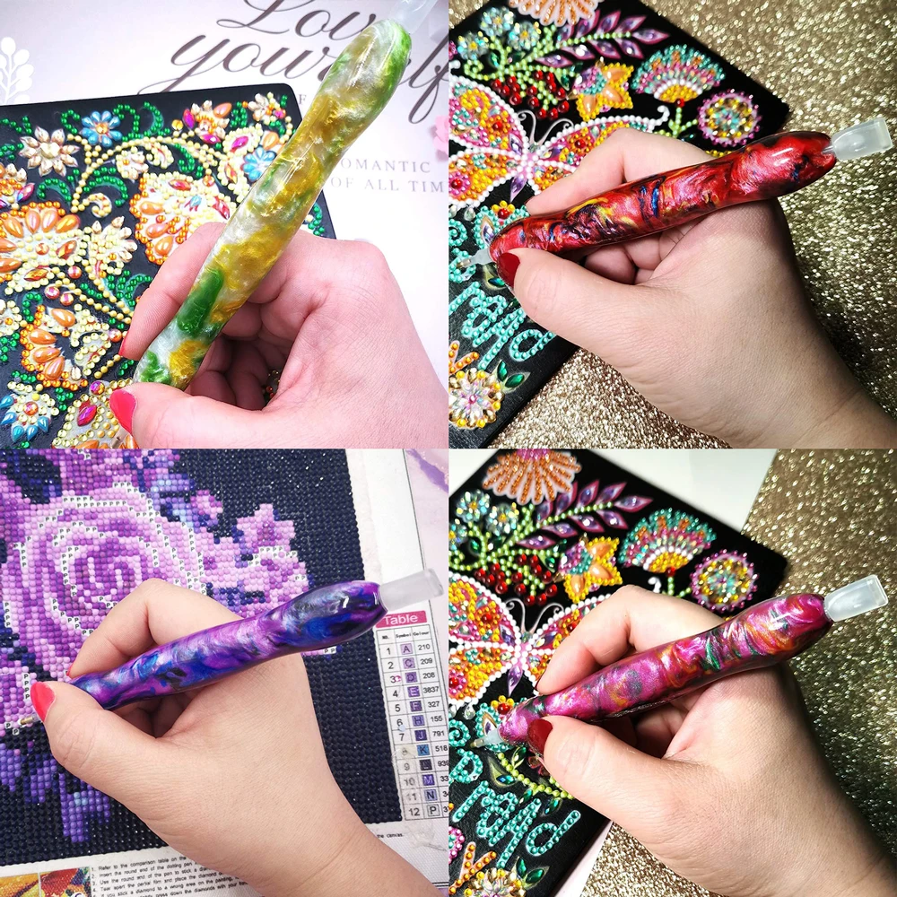 Handmade Resin 5D Diamond Painting Art Drill Pen Stylus Kit Tool Accessories and Diamond Paint Art Pen Tips Heads Placer and Wax