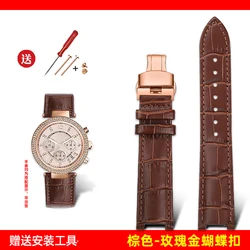 Notched Cowhide Leather Watch Strap - Unisex Bracelet - 20 - 12mm (B - brown - rose gold)