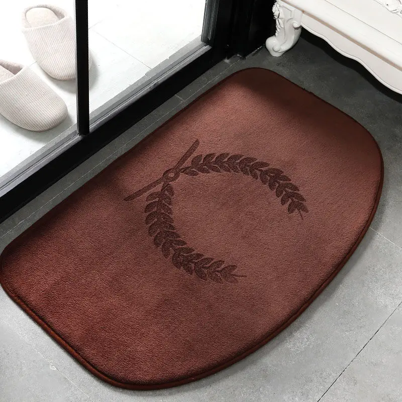 

Coral Fleece Bath Mat Entrance Door Rug Non-slip Carpet Floor Mats Kitchen Bathroom Absorbent Door Pad Semicircle Fluffy Rug