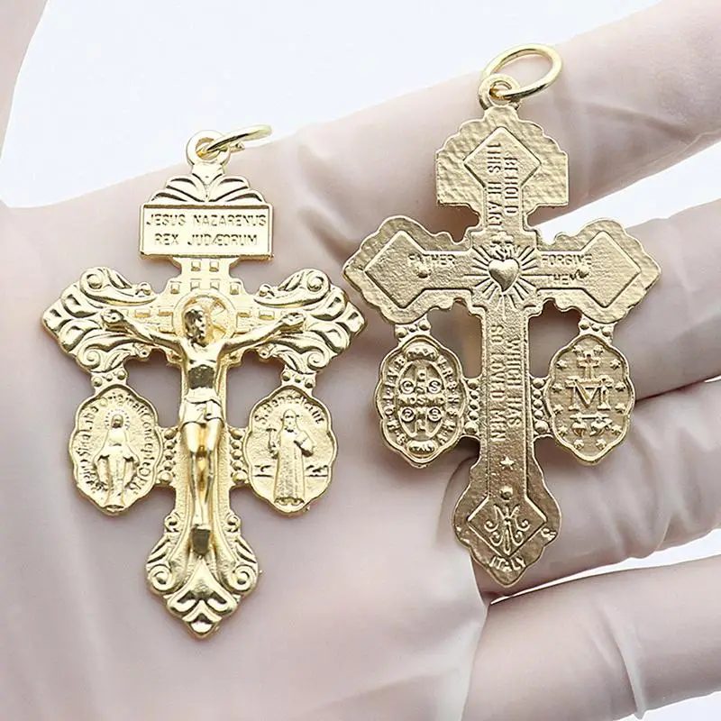 Vintage Jesus Cross Pendant Zinc Alloy Cross Pendant Retro Metal Crafts Christian Christmas Gift DIY Jewelry Making Accessories