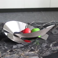 Wood Grain Metal Irregular Winding Fruit Tray, Geometric Art Stainless Steel Tray, Dining Table Decoration Storage Tray 1