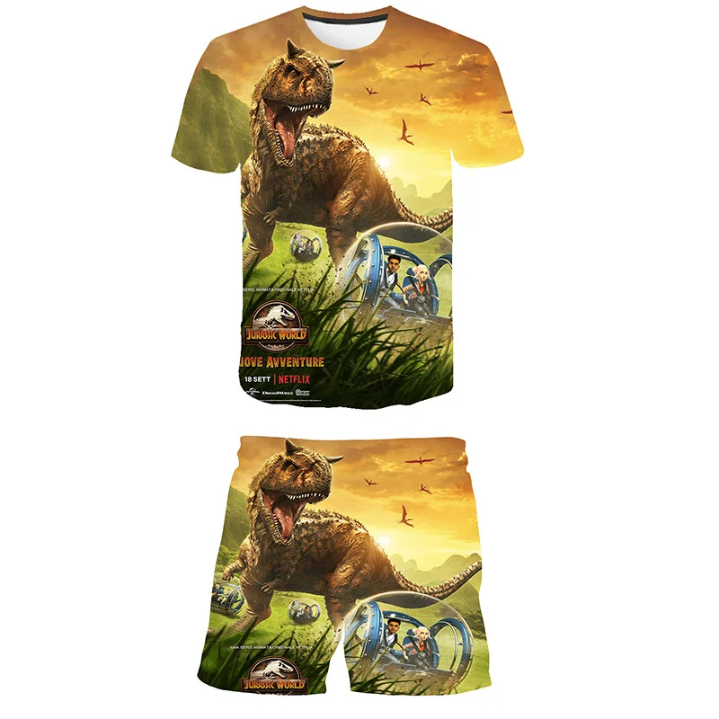 

Summer Jurassic World Dominion Set T Shirt Kids T-Shirt +Pant 2 Pcs Suit Summer Kids Boy Suit Children Clothing Outfit 3-14 Year