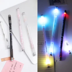 Stylo Gel Flash rotatif LED avec lumière pour étudiant, 0.5mm, mode de jeu, Cool, balle rotative avec batterie, cadeau de créativité pour enfants 