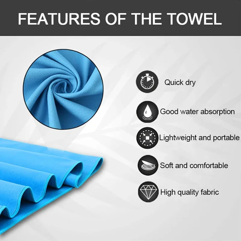 Quick-Drying Sports Towel 73x149cm Blue, Grey, Green, Orange for Swimming, Gym, Fitness, Camping, Running, and Beach Beach towels & mats Practical Beach Essentials