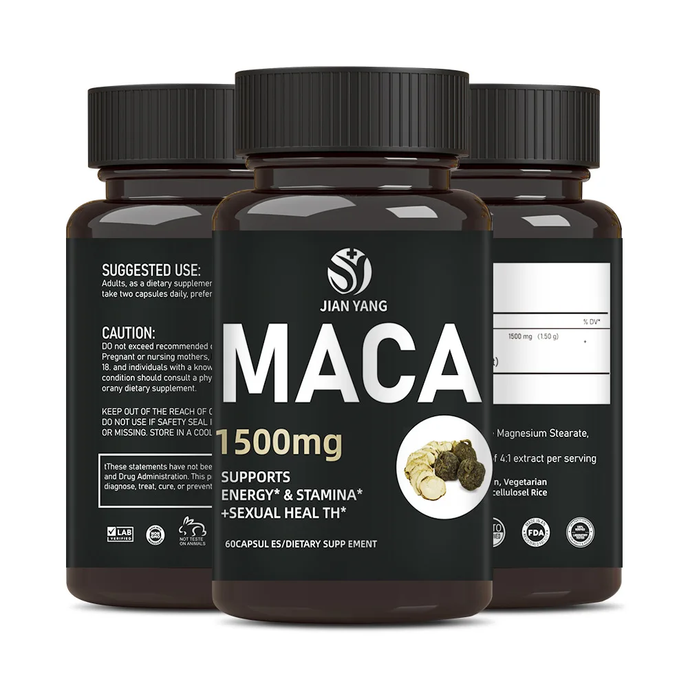 Natural 1500mg Maca Root Enhance Endurance Pills Supplement Improve Men