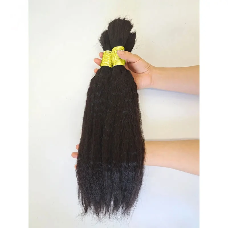 Brazilian Yaki Human Hair In Weaves Bundles Hair For Braiding In Natural Color 16 To 26 Inches Braid No Weft Bulk 100g human hair extensions