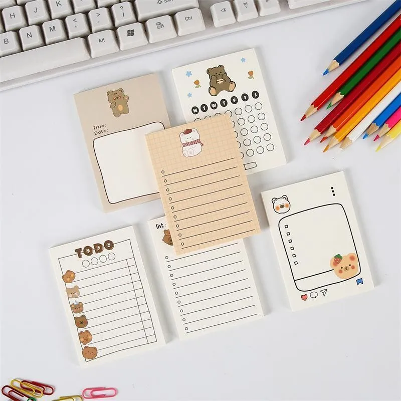 50 Sheets/book, Notepad Book Small Portable, Cute Bear Notepad Book,Note Sticker Message Book,Sticky Note Paper Stationery