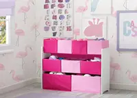 Children Deluxe Multi-Bin Toy Organizer with Storage Bins, White/Pink Bins， home organization and storage 1