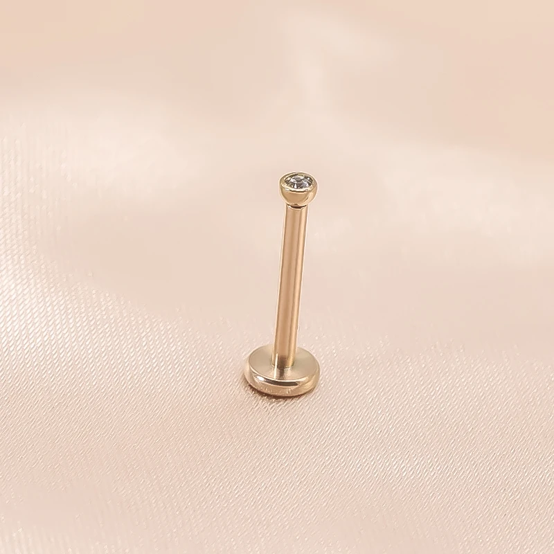 G23 Titanium Internally Threaded Labret Piercing Lip Ring 16G Crystal Tragus Cartilage Earring Helix Conch Piercing Body Jewelry 