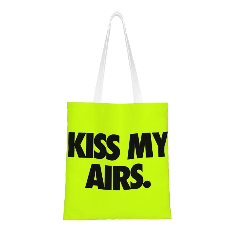 

Fashion Kiss My Airs Shopping Tote Bag Recycling Grocery Canvas Shoulder Shopper Bag