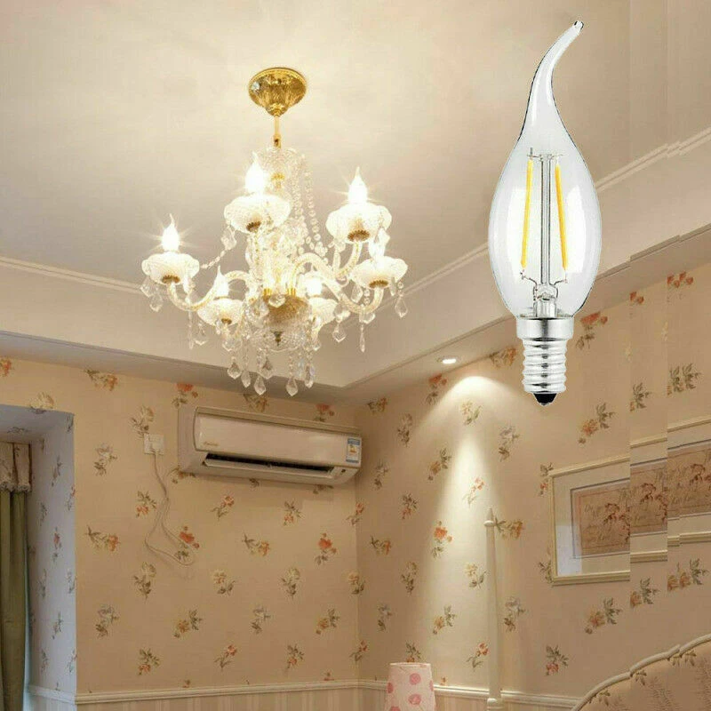 1pcs 디 밍이 가능한 E14 전구 LED 2W 4W 6W 에디슨 레트로 필 라 멘 트 촛불 빛 220V 240lm