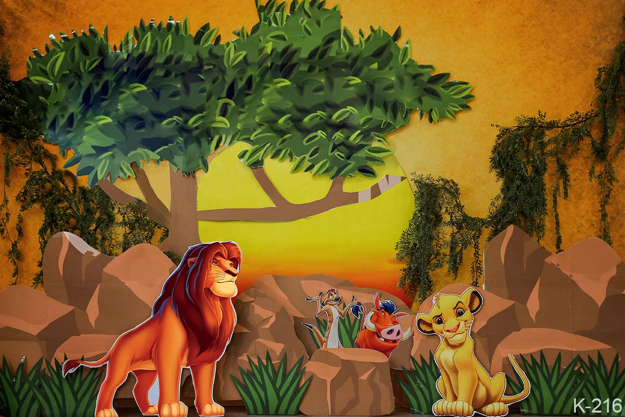 Pano de fundo fotográfico rei leão simba, personalizável, festa de  aniversário infantil, pano de vinil, pôr do sol, sessões de fotos, chá de  bebê - AliExpress, image size:1276x851
