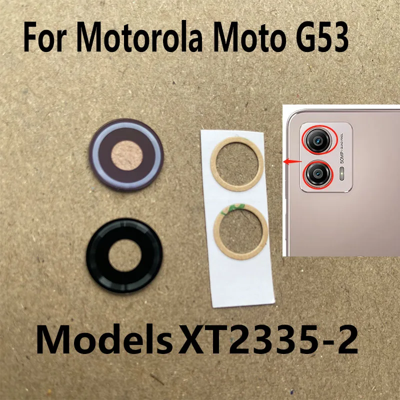 

Original For Motorola Moto G53 Back Camera Lens Glass Rear Camera Lens With Glue Adhesive Replacement XT2335-2