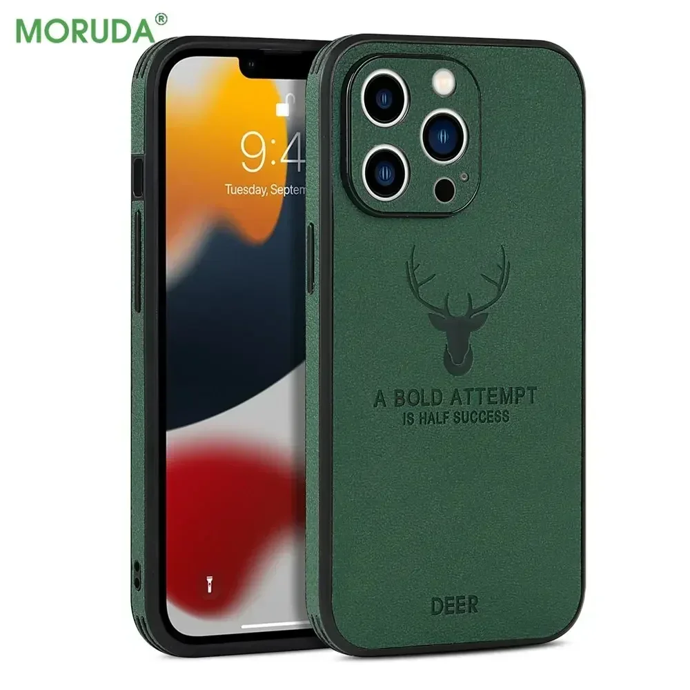 Vintage Deer Pattern PU Leather Phone Case with Soft Business Lens Protection