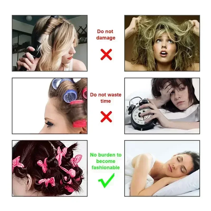 Heatless Hair Curler Flexible Hair Rollers No Heat Flexi Rods Curling Rod Soft Foam Bendy Roller Twist Curls Styling Tools 10Pcs