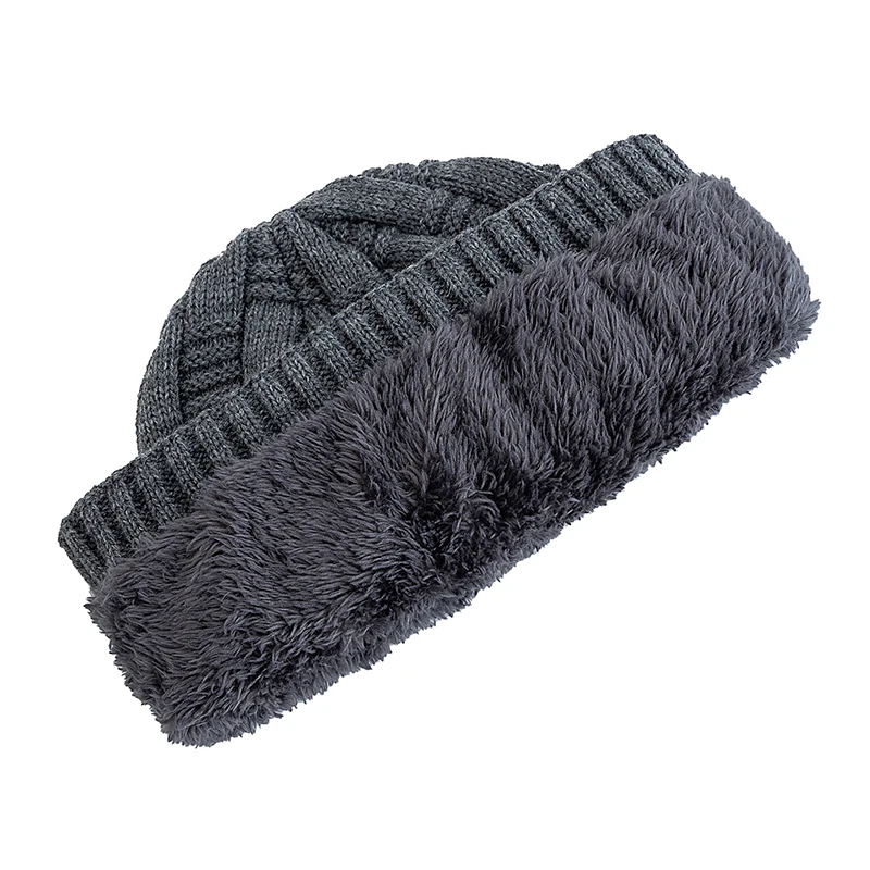 New Unisex Labal Winter Hats Outdoor Knitted Hats For Men Women Beanie Cap Plush Fur Lined Warm Sports Hats