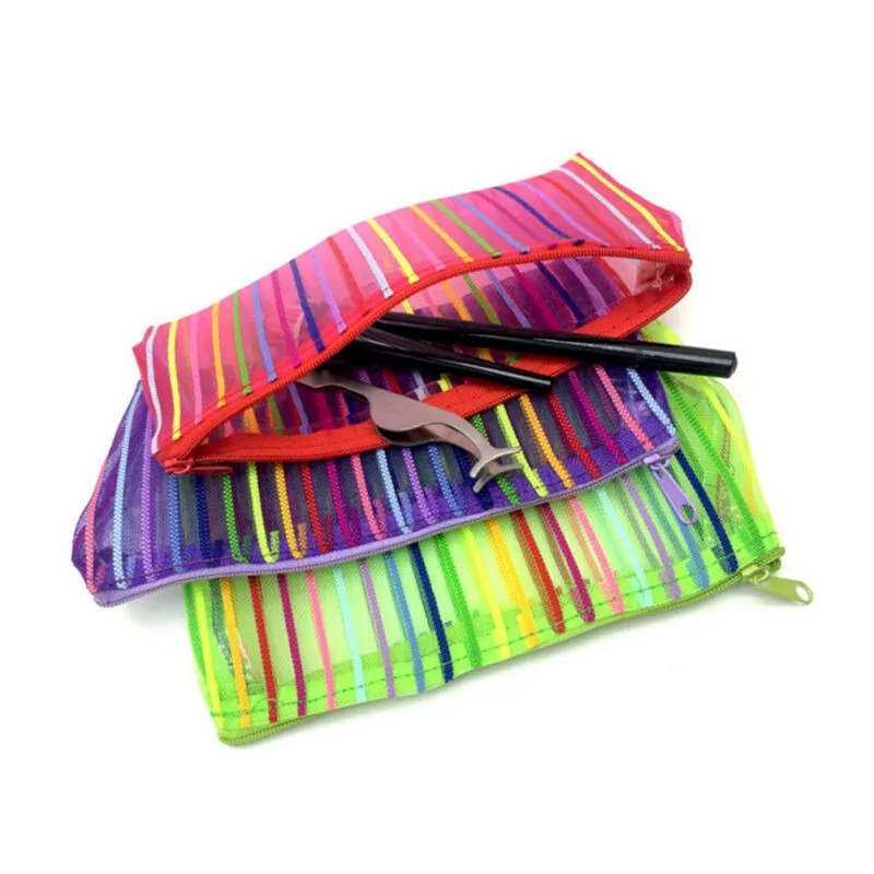 

Cosmetic Bag New Transparent Mini Colorful lines wash bags storage bags