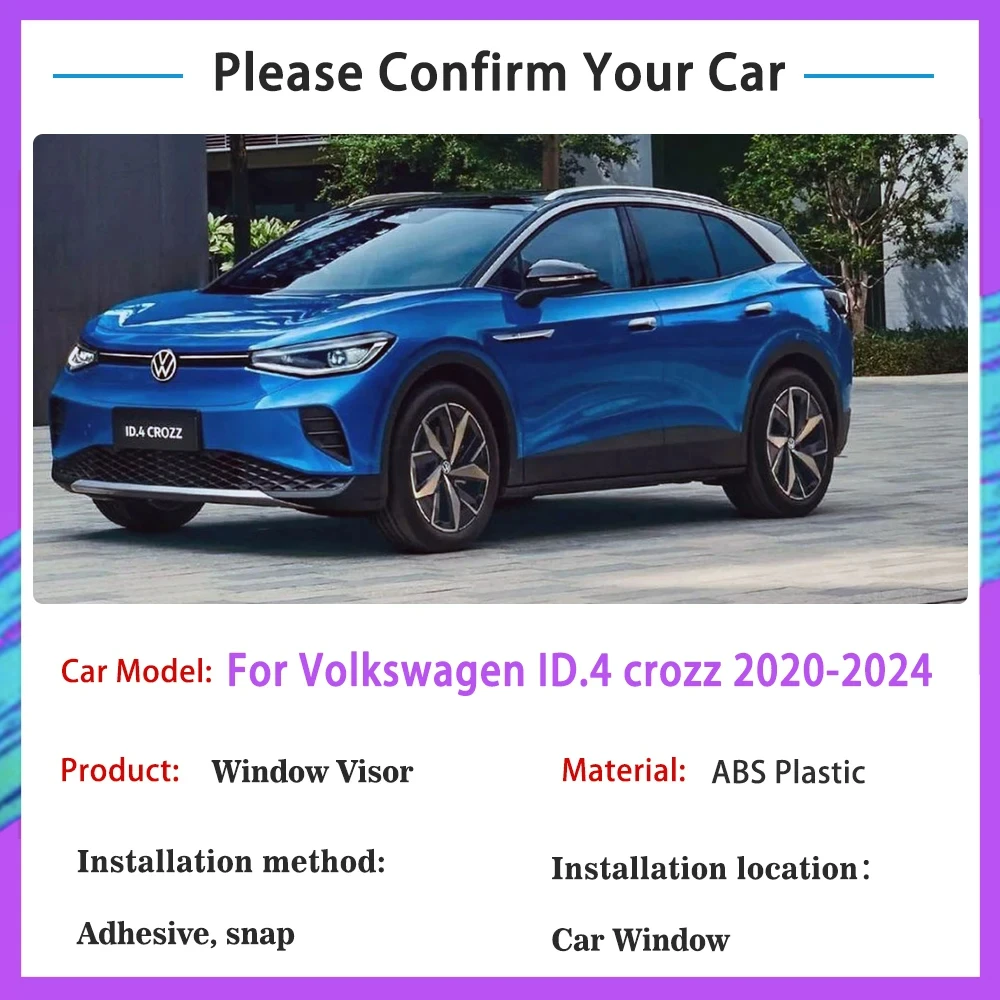 Car Window Visor Car Window Deflectors For VW Volkswagen ID4 ID.4 CROZZ Vent Visor Deflector Windshields Rain Eyebrow Trims Car Accessories