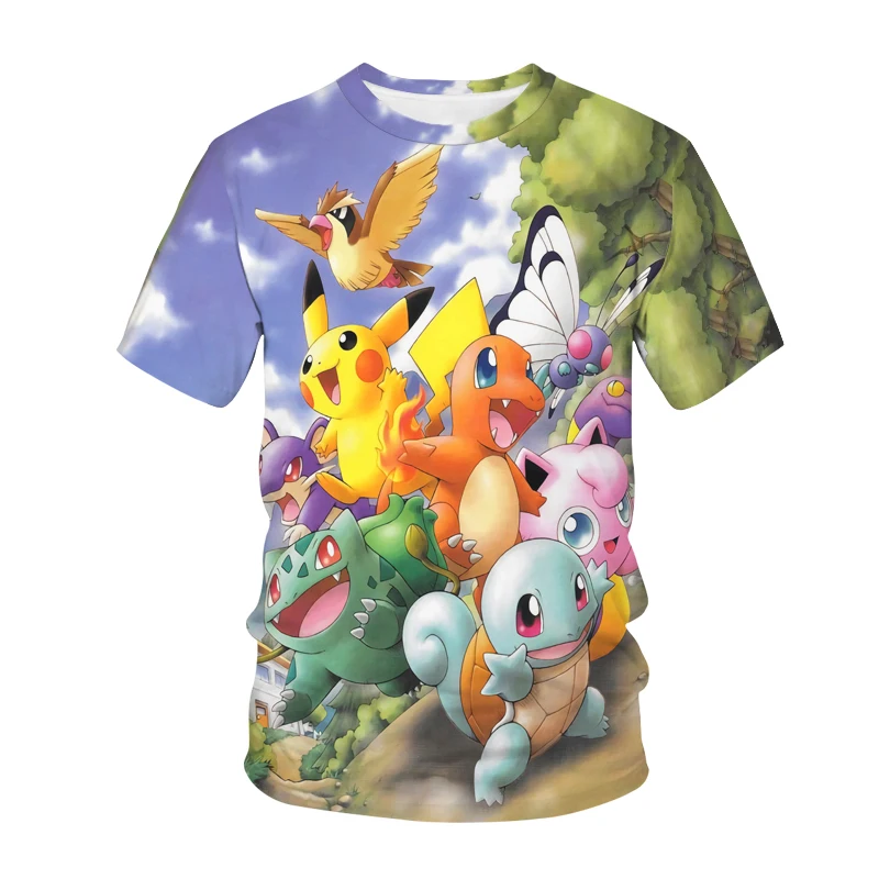 3d pokemon T-shirt kid pokemon Shirt Print Anime Tshirt Printed Harajuku Funny T shirts boys girls Clothing summer Cool tops black long sleeve shirt