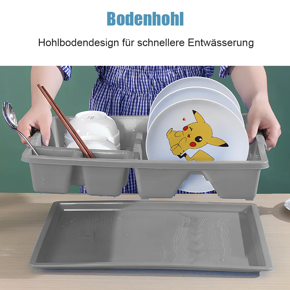 1 Stück Geschirrtrockner Küchenutensilien-Abtropfgestell mit Abtropfkorb Arbeitsplatten-Geschirrorganizer Küchen-Aufbewahrungsregal – Detail 12