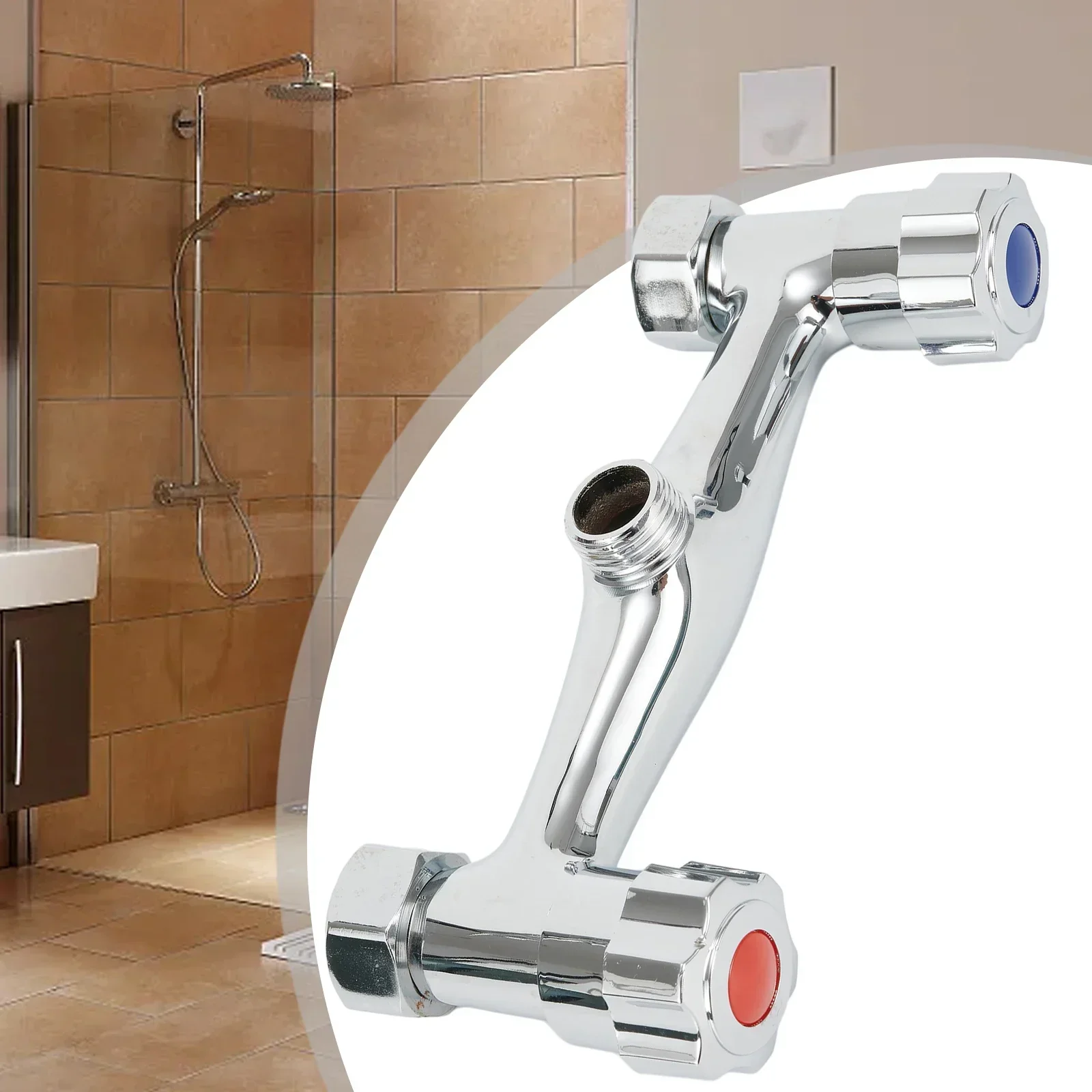 

Water Hot Mixer Faucet Chrome Tap Accessories And Outlet Cold Shower Bathroom Twin Valve Copper Double-control