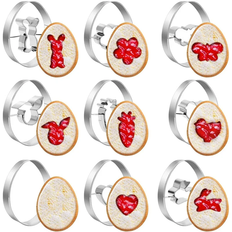 5/8/9 pezzi taglierina per biscotti set di stampi in acciaio inossidabile mini biscotti sandwich biscotti stampi da forno strumenti di decorazione della torta regalo di pasqua  15