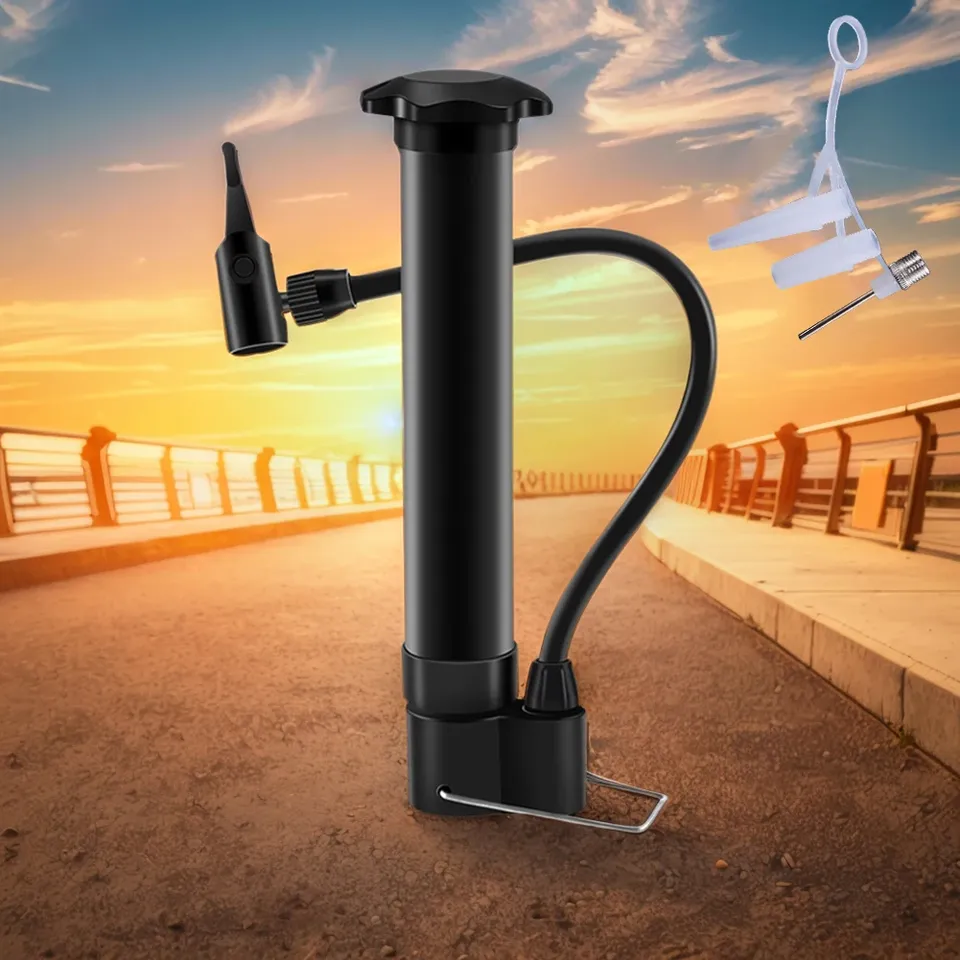 80PSI Bike Manual Air Pump Schrader Valve Bicycle Floor Pump Lightweight Balloon Tire Inflator for MTB Tires Balls Balloons