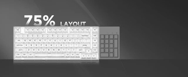 キーボード yun Yunzii-メカニカルキーボード白,82キー,ホットスワップ可能,透明