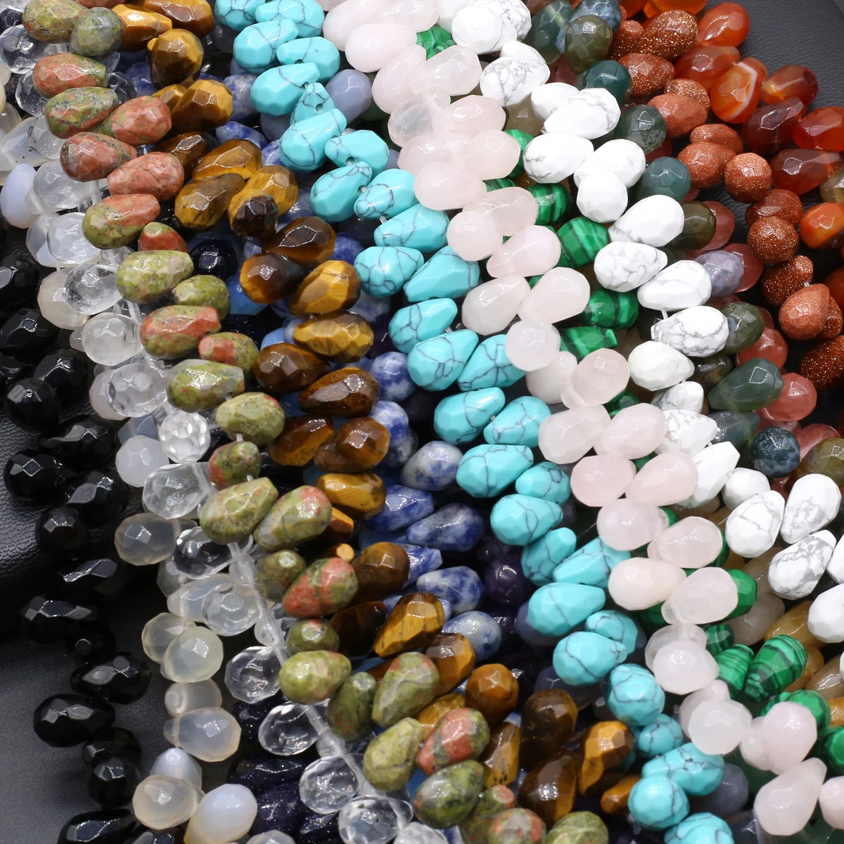 

Natural Stone Beads Faceted Water Drop Gemstone Spacing Isolation Loose Beaded Jewelry Making DIY Necklaces Bracelet Accessories