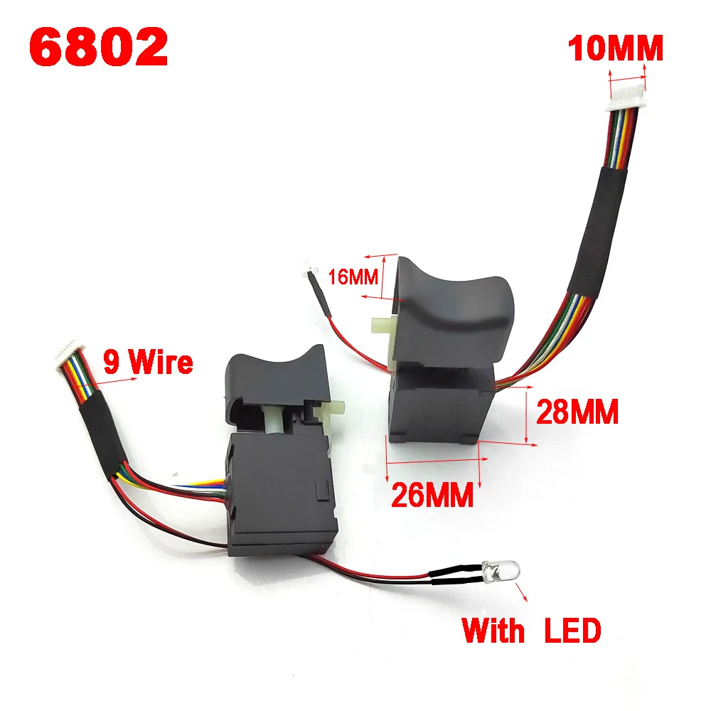

1 шт. электрический ключ постоянного тока 36 В 6802, переключатель электрической дрели, пылезащитный контроль скорости, кнопочный триггер, пере...