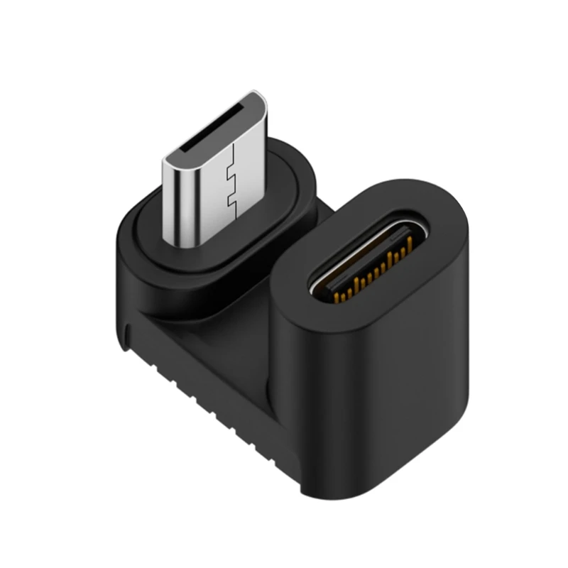 Right Angle Micro USB to Type C Adapter for Laptop and PC Chargers