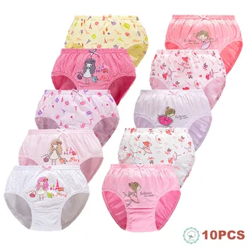 5/10 pezzi di cotone per ragazze mutandine a triangolo modello di caratteri carini biancheria intima per bambini abbigliamento quotidiano comodi slip da scolaretta 1