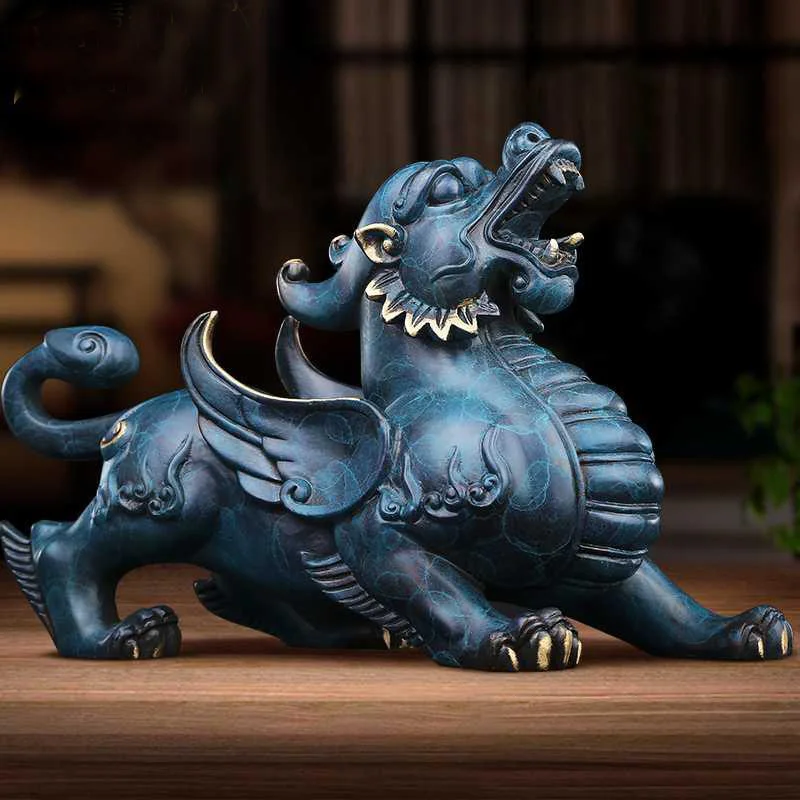 

2023 Home store Company SHOP mascot talisman Bring wealth money GOOD LUCK Dragon PI XIU BRONZE Sculpture FENG SHUI decor Statue