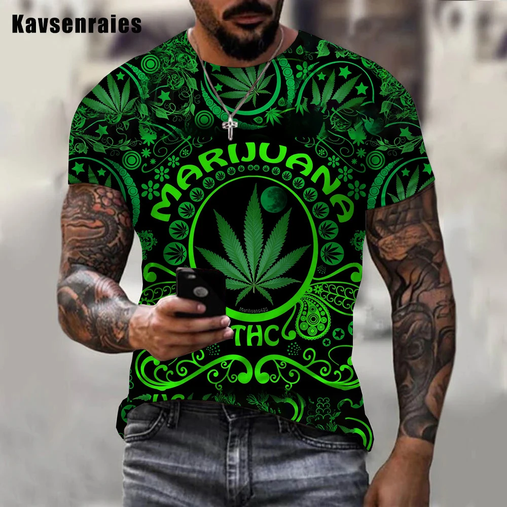 

2023 New summer 3D Trippy Weed Printed T-shirt Women Men Casual O-Neck Short Sleeve Tee Shirts Cool Oversized Tops 5XL