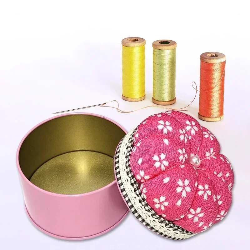 Pumpkin Needle Pin Cushion Sewing Access Round Needle Pin Pillow Storage Box Case DIY Craft Needlework Stitching Embroidery
