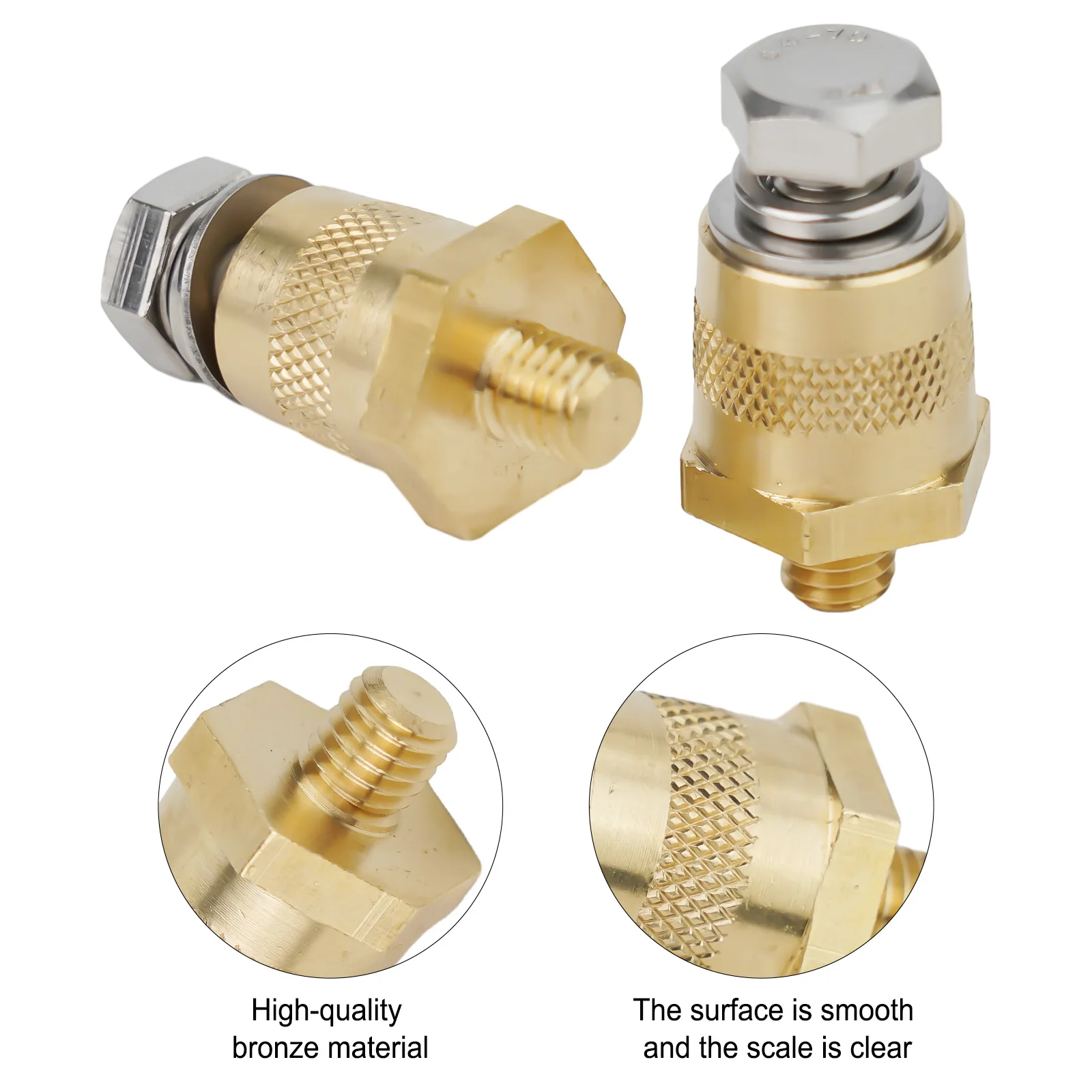 Battery Terminal Connectors M8 Brass Automobile Battery Variable Diameter Head M8 Positive And Negative Stainless Screws 1 Pair plug connectors kit wire nose terminal