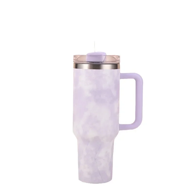 Insulated Stainless Steel Travel Tumbler with Handle and Lids – 40oz Thermal Mug